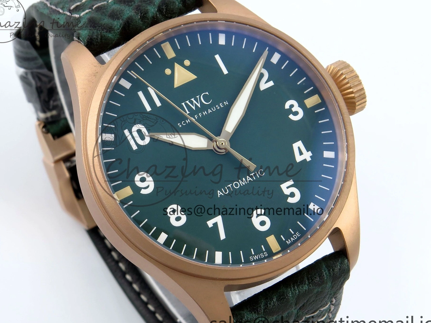 MIROTIME 0307 Durable Big Pilot IW329702 M+F 1:1 Best Edition Green Dial on Green Leather Strap MY 7006